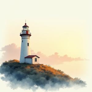 Watercolor — Quiet Coastal Lighthouse Against A Soft Illustration Styles #0232 (ChatGPT)