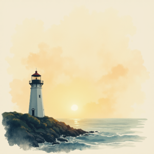 Watercolor — Quiet Coastal Lighthouse Against A Soft Illustration Styles #0268 (ChatGPT)