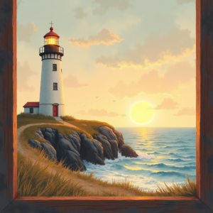 Watercolor — Quiet Coastal Lighthouse Against A Soft Illustration Styles #0292 (ChatGPT)