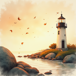 Watercolor — Quiet Coastal Lighthouse Against A Soft Illustration Styles #0298 (Dreamina)