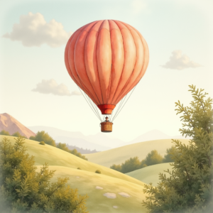 Watercolor — Whimsical Hot-air Balloon Drifting Over Rolling Illustration Styles #0027 (Gemini)