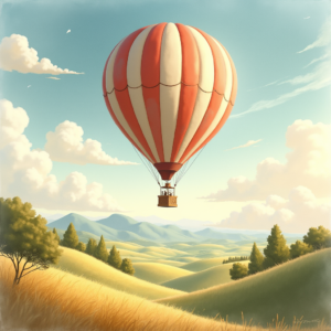 Watercolor — Whimsical Hot-air Balloon Drifting Over Rolling Illustration Styles #0033 (Seedream)