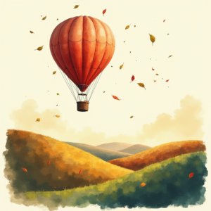Watercolor — Whimsical Hot-air Balloon Drifting Over Rolling Illustration Styles #0081 (Seedream)