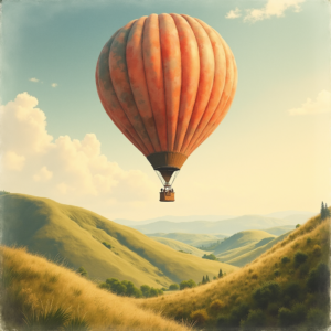 Watercolor — Whimsical Hot-air Balloon Drifting Over Rolling Illustration Styles #0141 (Seedream)