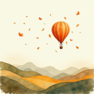 Watercolor — Whimsical Hot-air Balloon Drifting Over Rolling Illustration Styles #0153 (Seedream)