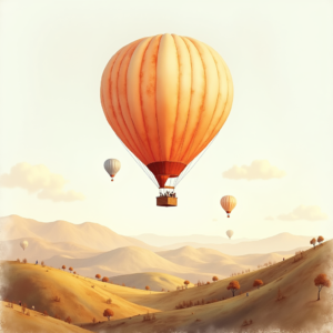 Watercolor — Whimsical Hot-air Balloon Drifting Over Rolling Illustration Styles #0177 (Seedream)