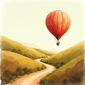 Watercolor — Whimsical Hot-air Balloon Drifting Over Rolling Illustration Styles #0237 (Seedream)