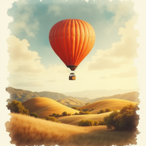Watercolor — Whimsical Hot-air Balloon Drifting Over Rolling Illustration Styles #0285 (Seedream)