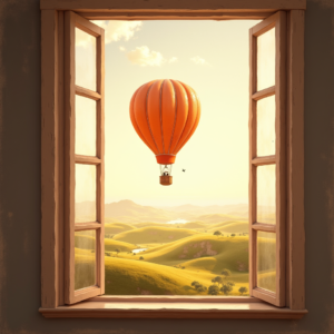 Watercolor — Whimsical Hot-air Balloon Drifting Over Rolling Illustration Styles #0327 (Gemini)