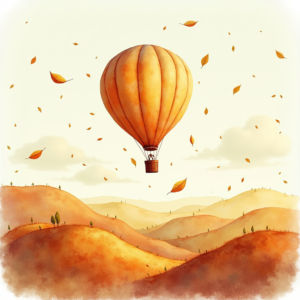 Watercolor — Whimsical Hot-air Balloon Drifting Over Rolling Illustration Styles #0333 (Seedream)