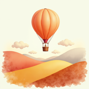 Watercolor — Whimsical Hot-air Balloon Drifting Over Rolling Illustration Styles #0339 (Gemini)